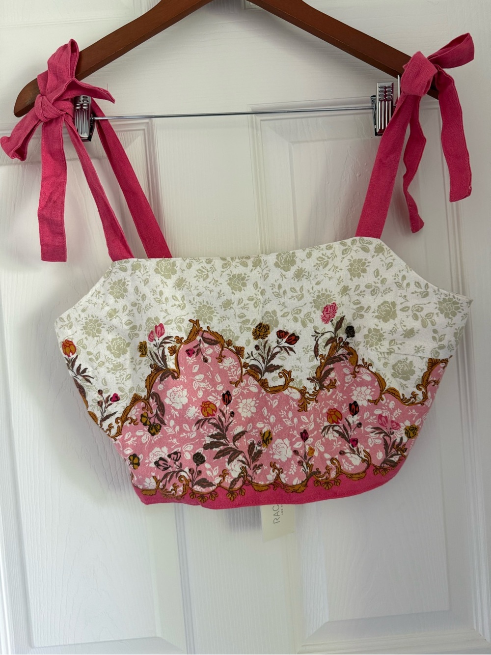Rachel Zoe Floral Pink & Cream Women's crop top NWT